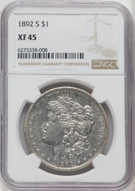 Bullionshark 1892-S Morgan Silver Dollar NGC XF45 