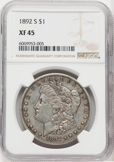 Bullionshark 1892-S Morgan Silver Dollar NGC MS45 