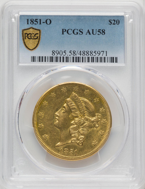  1851-O $20 Gold Liberty PCGS AU58 