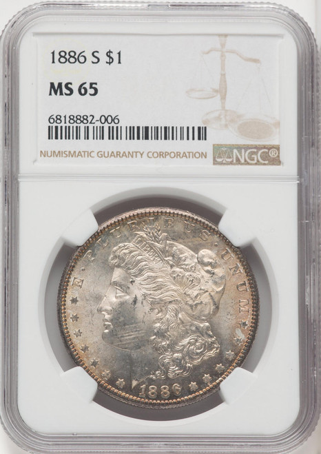 Bullionshark 1886-S Morgan Silver Dollar NGC MS65 