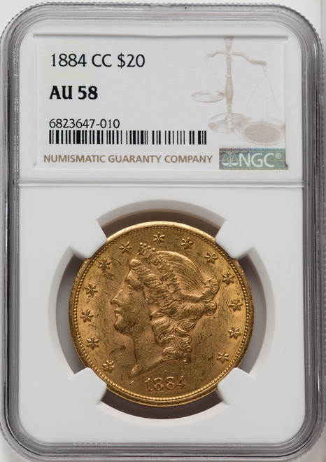  1884-CC $20 Gold Liberty NGC AU58 