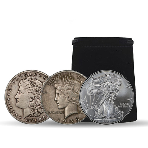 1964 Last of Silver Change 3 Coin Set - Uncirculated w/Velvet Bag