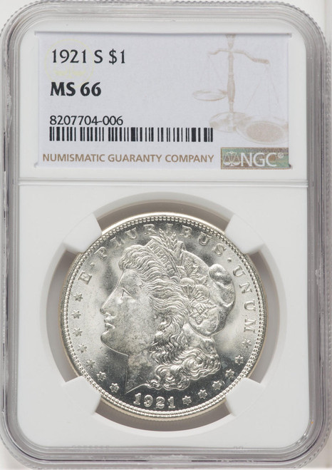 Bullionshark 1921-S Morgan Silver Dollar NGC MS66 - 768108006 