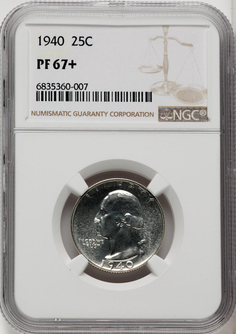  1940 Proof Washington Quarter NGC PF 67+ 