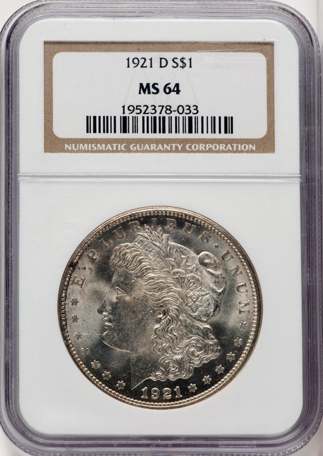  1921-D Morgan Silver Dollar NGC MS64 - 759907007 