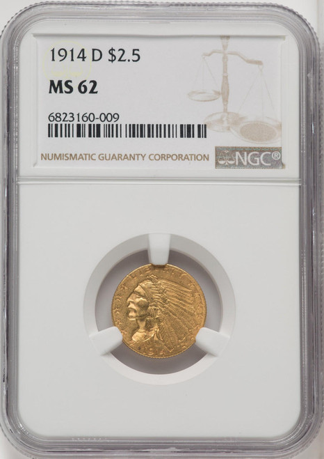  1914-D $2.50 Gold Indian NGC MS62 