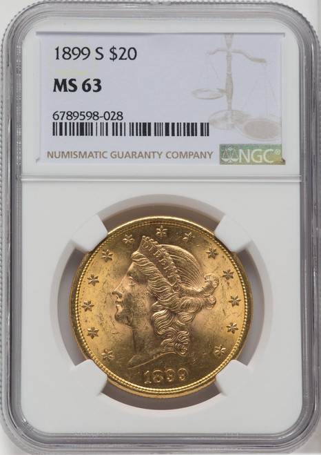 1899-S $20 Gold Liberty NGC MS63