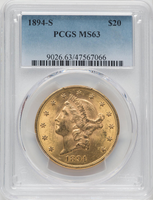 1894-S $20 Gold Liberty PCGS MS63