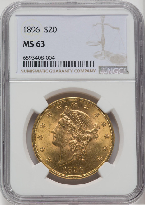 1896 $20 Gold Liberty NGC MS63