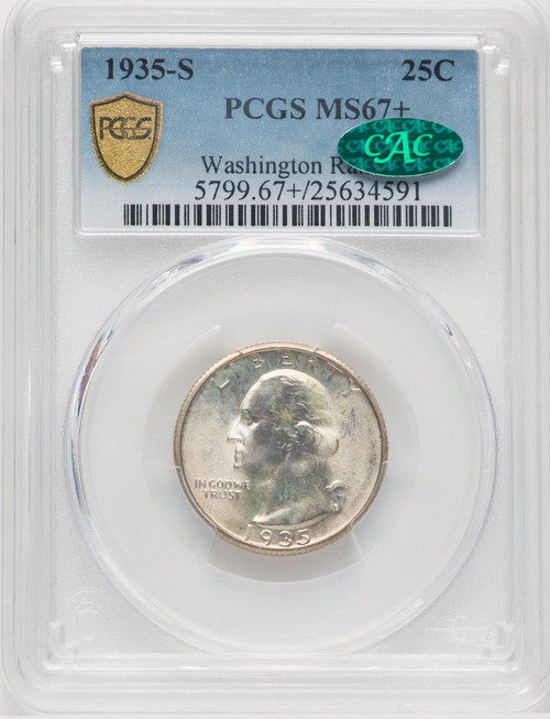  1935-S Washington Quarter PCGS MS67+ CAC 