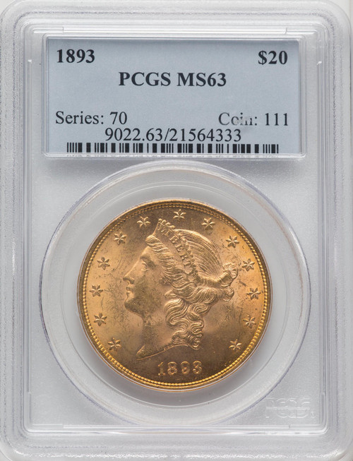 1893 $20 Gold Liberty PCGS MS63 - 767549039