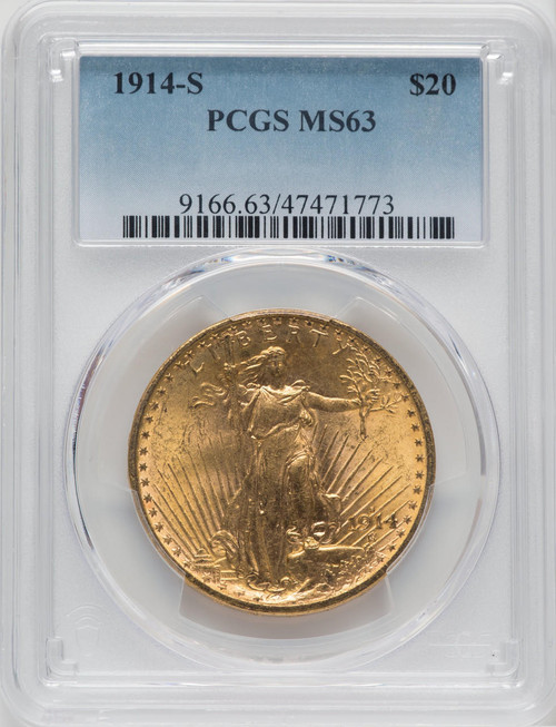  1914-S $20 Saint Gaudens PCGS MS63 - 571628037 