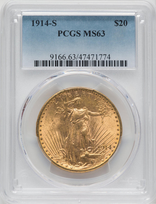  1914-S $20 Saint Gaudens PCGS MS63 - 571628038 
