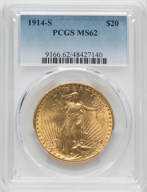  1914-S $20 Saint Gaudens PCGS MS62 