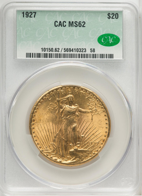  1927 $20 Saint Gaudens CACG MS62 - 572053012 