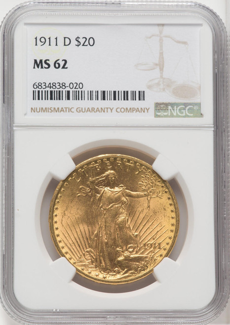  1911-D $20 Saint Gaudens NGC MS62 - 765456058 