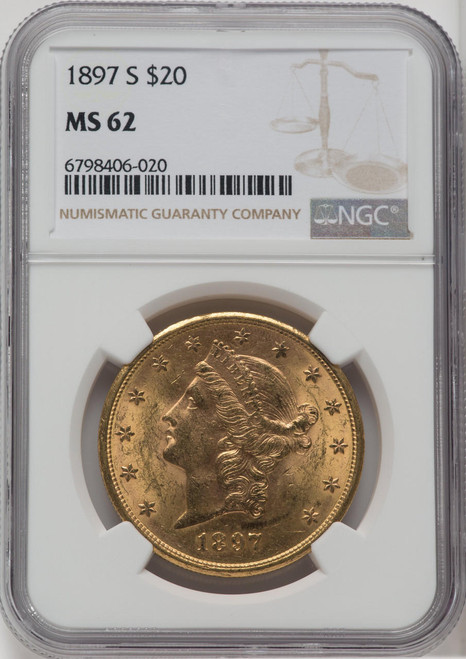 1897-S $20 Gold Liberty NGC MS62