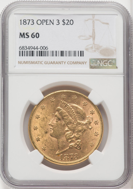 1873 $20 Gold Liberty NGC MS60 OPEN 3