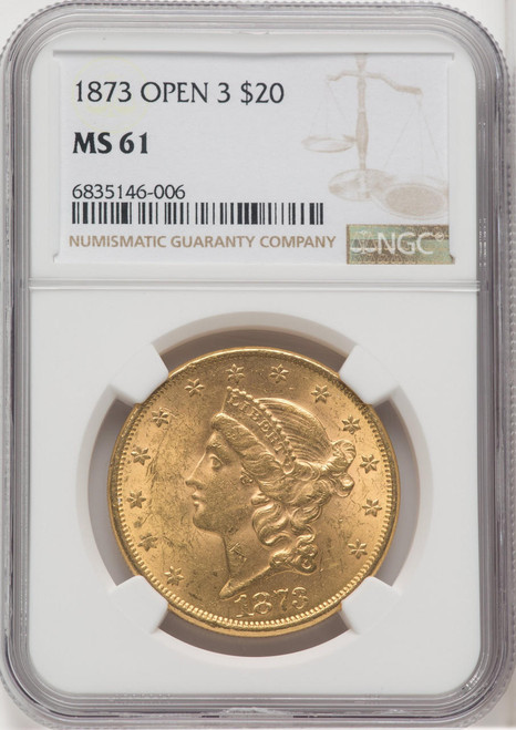 1873 $20 Gold Liberty NGC MS61 OPEN  3