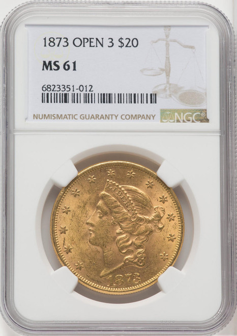 1873 $20 Gold Liberty NGC MS61 OPEN 3
