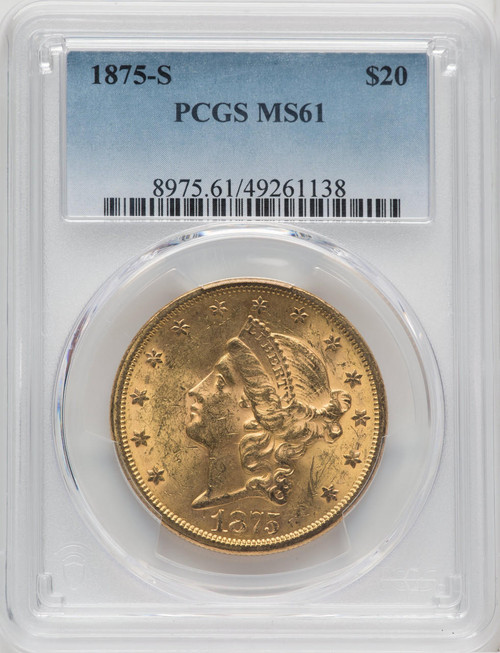 1875-S $20 Gold Liberty PCGS  MS61