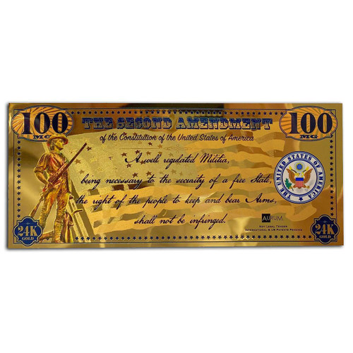 Bullionshark Aurum 100mg 24k Gold 2nd Amendment Note 1/10th gram 