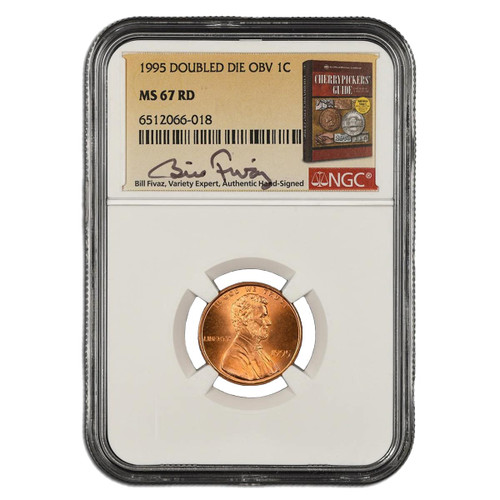 1995 DDO Lincoln Cent NGC MS67RD Fivaz Signed - Rare Coins For Sale