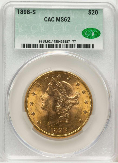 Bullionshark 1898-S $20 Liberty Gold Double Eagle Coin CACG MS62 - HAT171463019 