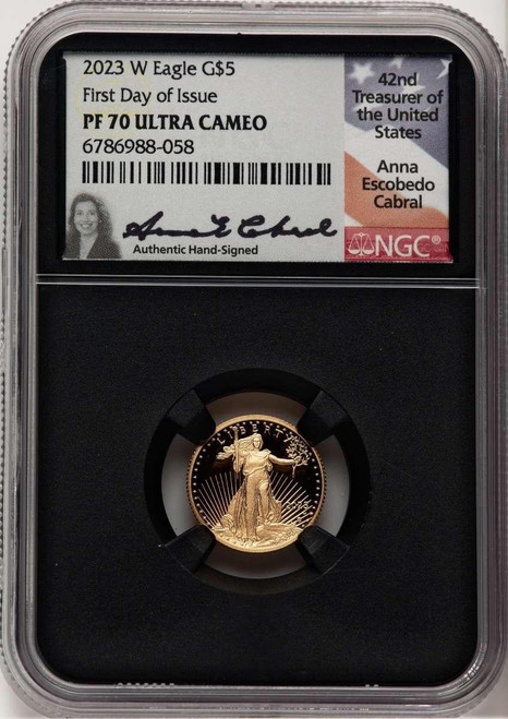 Bullionshark 2023-W G$5 Modern Bullion Coin NGC MS70   Tenth Ounce Gold Eagle, First Day of Issue - HAT777480012 
