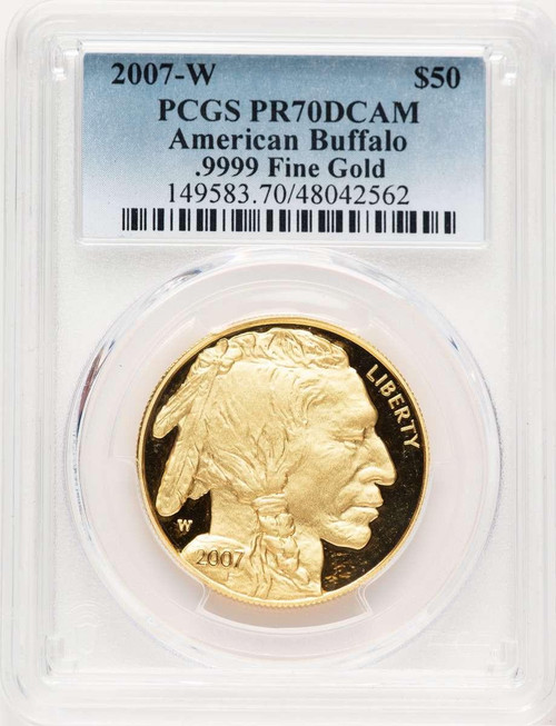 Bullionshark 2007-W $50 Modern Bullion Coin PCGS MS70   One-Ounce Gold Buffalo, .9999 Fine Gold - HAT521180030 