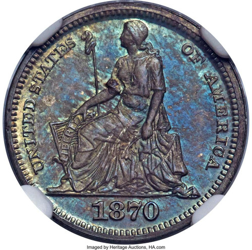 Bullionshark 1870 3C Pattern Coin NGC PF67  CAC  Three Cent Silver, Judd-796, Pollock-883, High R.7 - HAT776141049 