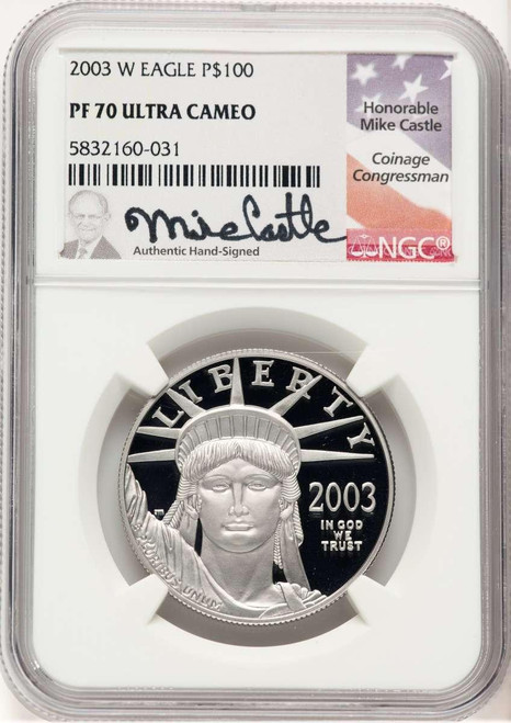 Bullionshark 2003-W $100 Modern Bullion Coin NGC MS70   One-Ounce Platinum Eagle, Statue of Liberty - HAT771248039 