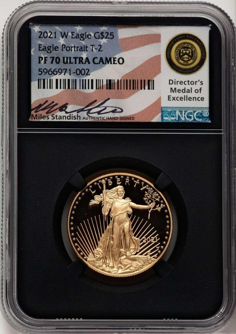 Bullionshark 2021-W G$25 Modern Bullion Coin NGC MS70 UCAM    Half Ounce Gold Eagle, Type Two - HAT777188033 