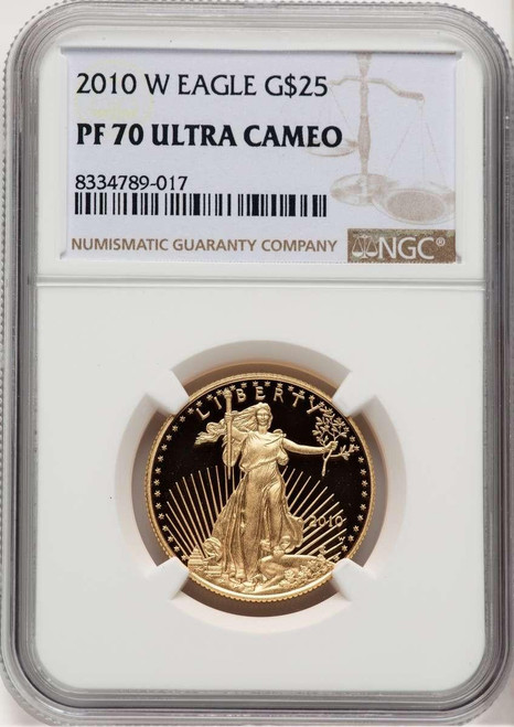 Bullionshark 2010-W $25 1/2 oz American Gold Eagle Coin NGC MS70 - HAT774348005 