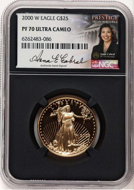 Bullionshark 2000-W $25 1/2 oz American Gold Eagle Coin NGC MS70 - HAT779218019 
