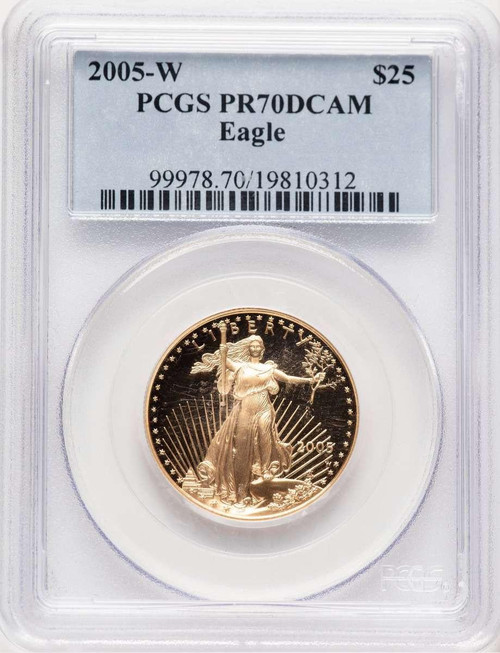 Bullionshark 2005-W G$25 1/2 oz American Gold Eagle Coin PCGS MS70 - HAT506462001 