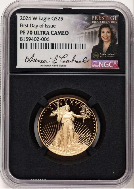 Bullionshark 2024-W G$25 Modern Bullion Coin NGC MS70   Half Ounce Gold Eagle, First Day of Issue - HAT521360018 