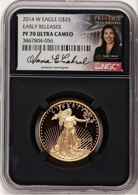 Bullionshark 2014-W $25 1/2 oz American Gold Eagle Coin NGC MS70, First Strike - HAT779218032 