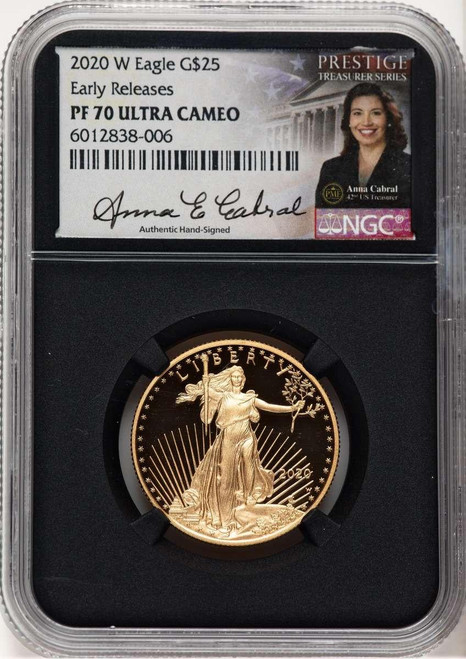 Bullionshark 2020-W $25 1/2 oz American Gold Eagle Coin NGC MS70, First Strike - HAT779218039 