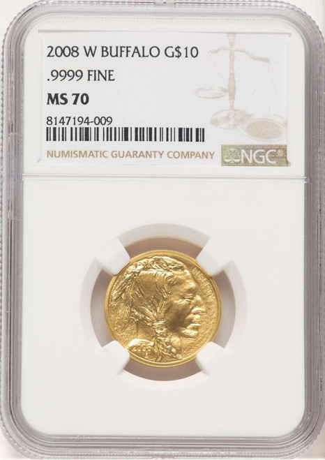 Bullionshark 2008-W $10 Modern Bullion Coin NGC MS70   Quarter-Ounce Gold Buffalo - HAT505939003 