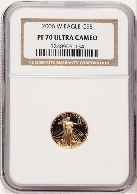 Bullionshark 2006-W $5 1/10 oz American Gold Eagle Coin NGC MS70 - HAT521119187 