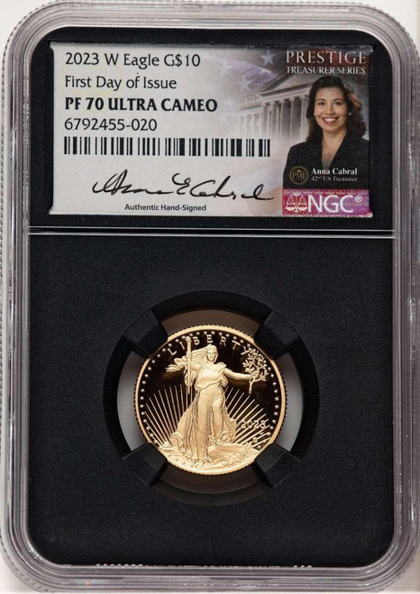 Bullionshark 2023-W G$10 Modern Bullion Coin NGC MS70   Quarter Ounce Gold Eagle, First Day of Issue - HAT521360047 