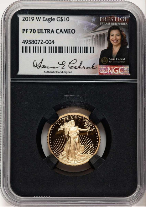 Bullionshark 2019-W $10 1/4 oz American Gold Eagle Coin NGC MS70 - HAT521360024 