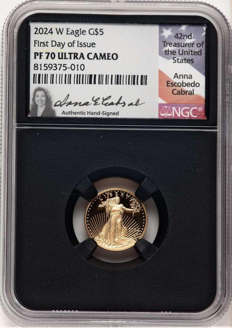 Bullionshark 2024-W G$5 Modern Bullion Coin NGC MS70   Tenth Ounce Gold Eagle, First Day of Issue - HAT777480031 