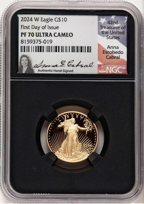 Bullionshark 2024-W G$10 Modern Bullion Coin NGC MS70   Quarter Ounce Gold Eagle, First Day of Issue - HAT777480033 