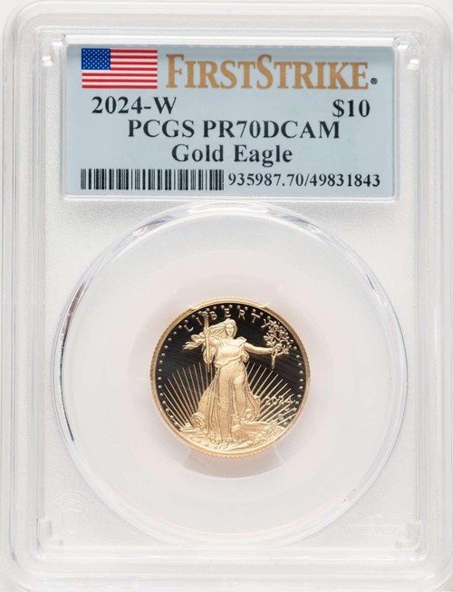 Bullionshark 2024-W G$10 Modern Bullion Coin PCGS MS70   Quarter Ounce Gold Eagle, First Strike - HAT769411026 