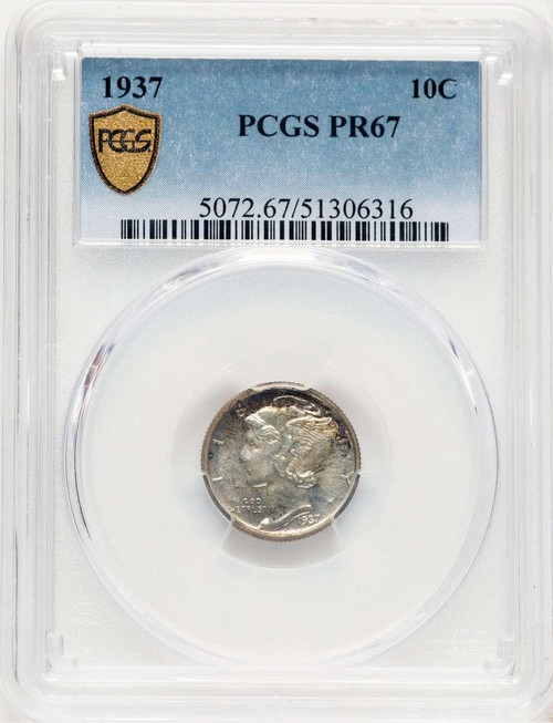 Bullionshark 1937 10C Proof Mercury Dime Coin PCGS PR67 - HAT778744001 