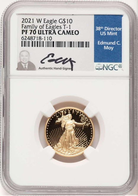 Bullionshark 2021-W G$10 Modern Bullion Coin NGC MS70   Quarter Ounce Gold Eagle, Type One - HAT779075020 