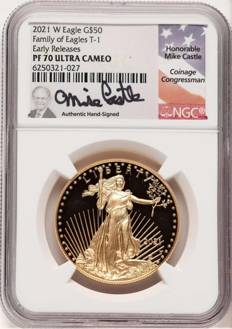 Bullionshark 2021-W G$50 Modern Bullion Coin NGC MS70   One Ounce Gold Eagle, Type One, First Strike - HAT779218009 