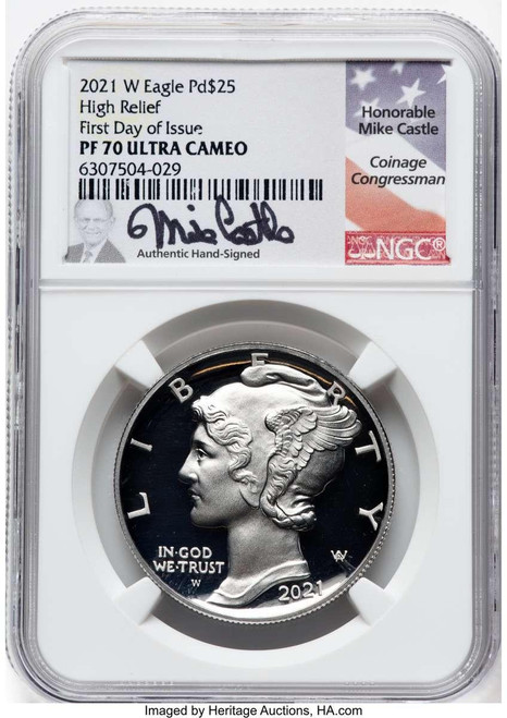Bullionshark 2021-W $25 Palladium Eagle Coin NGC PF70, First Day of Issue - HAT778428056 